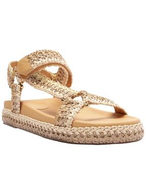 AREZZO Women's Tan Crochet Strap Sandals